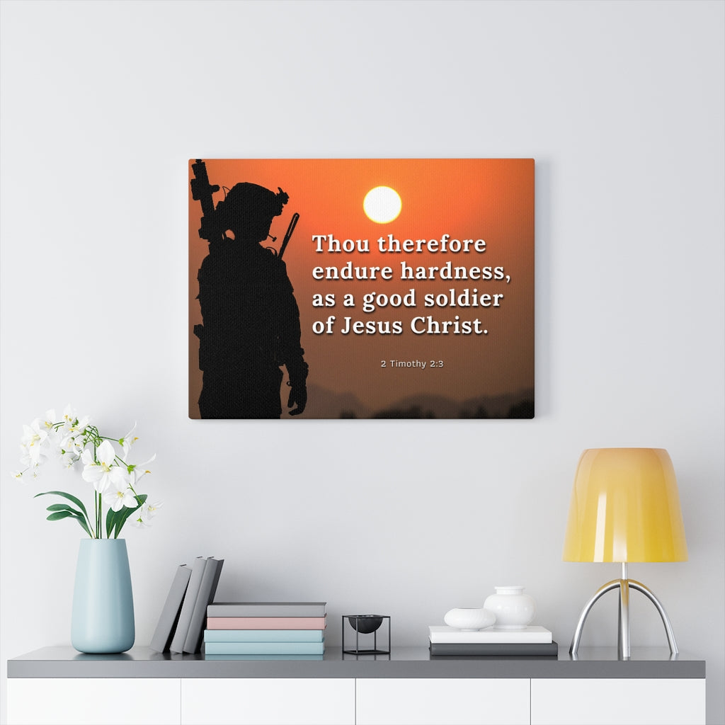 Scripture Walls Endure Hardness 2 Timothy 2:3 Bible Verse Canvas Christian Wall Art Ready to Hang Unframed-Express Your Love Gifts