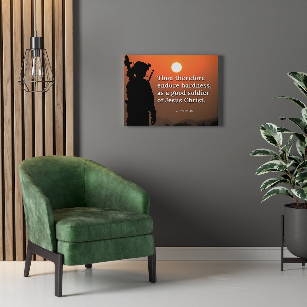 Scripture Walls Endure Hardness 2 Timothy 2:3 Bible Verse Canvas Christian Wall Art Ready to Hang Unframed-Express Your Love Gifts