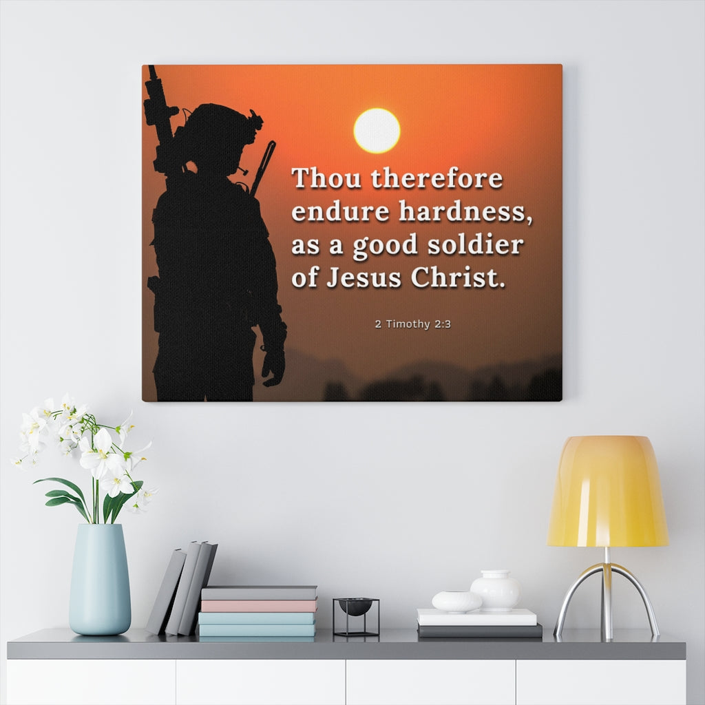 Scripture Walls Endure Hardness 2 Timothy 2:3 Bible Verse Canvas Christian Wall Art Ready to Hang Unframed-Express Your Love Gifts