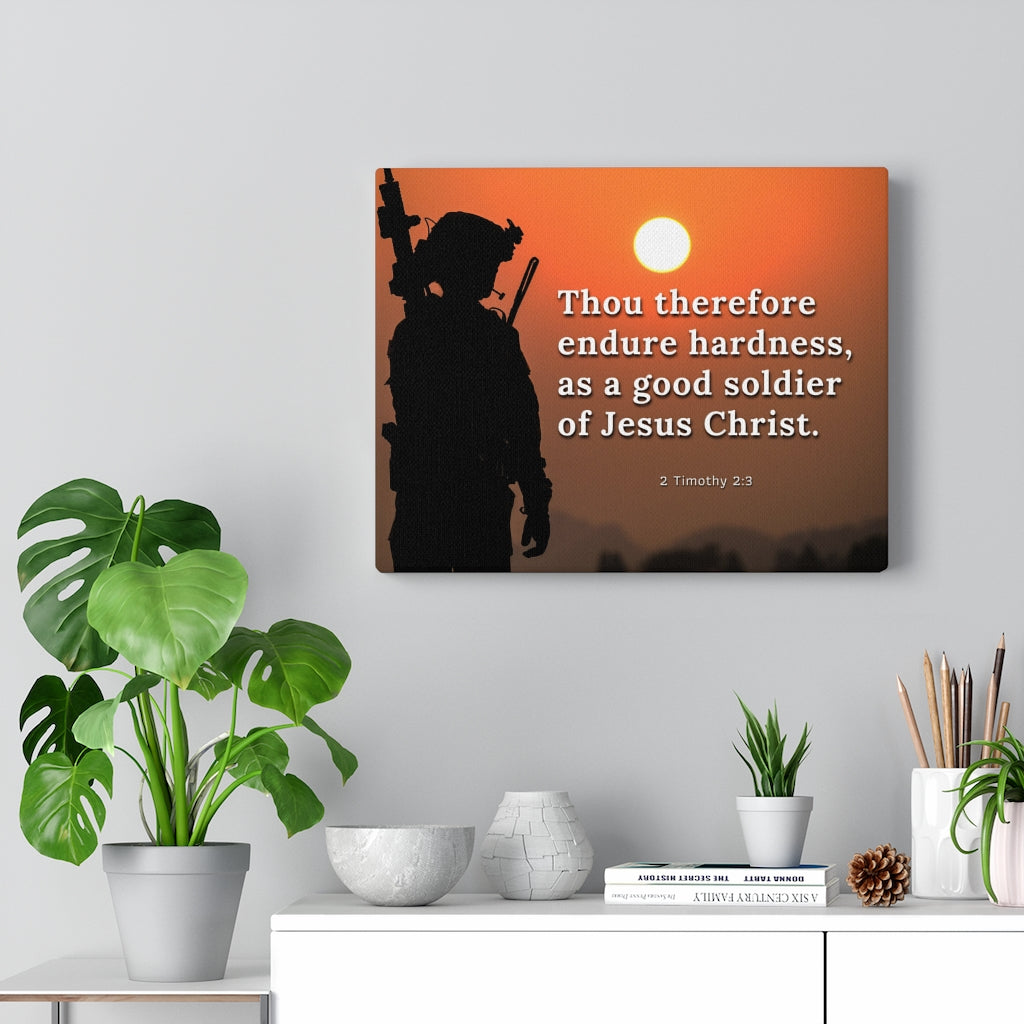 Scripture Walls Endure Hardness 2 Timothy 2:3 Bible Verse Canvas Christian Wall Art Ready to Hang Unframed-Express Your Love Gifts