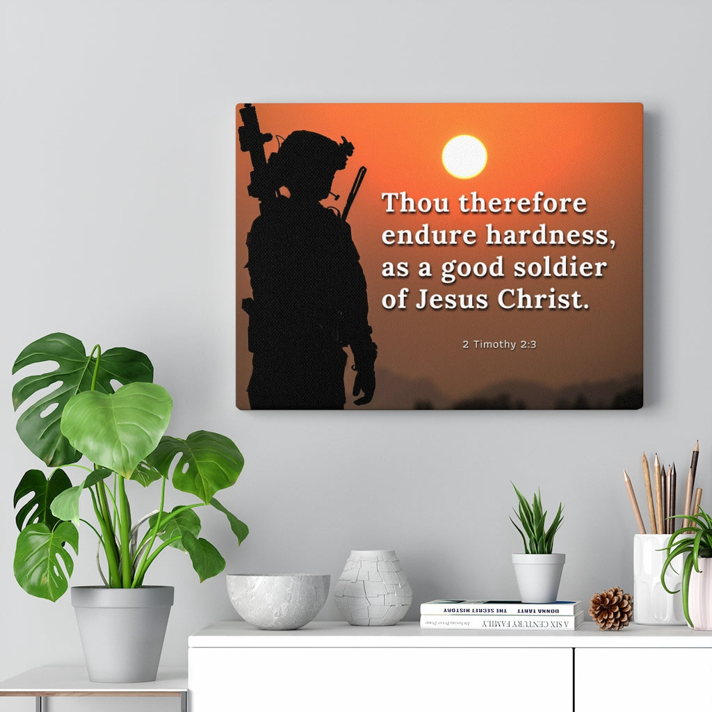 Scripture Walls Endure Hardness 2 Timothy 2:3 Bible Verse Canvas Christian Wall Art Ready to Hang Unframed-Express Your Love Gifts