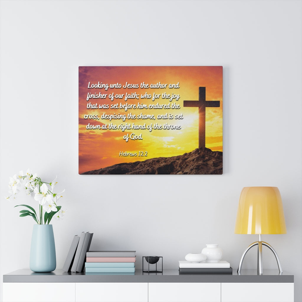 Scripture Walls Endured The Cross Hebrews 12:2 Bible Verse Canvas Christian Wall Art Ready to Hang Unframed-Express Your Love Gifts