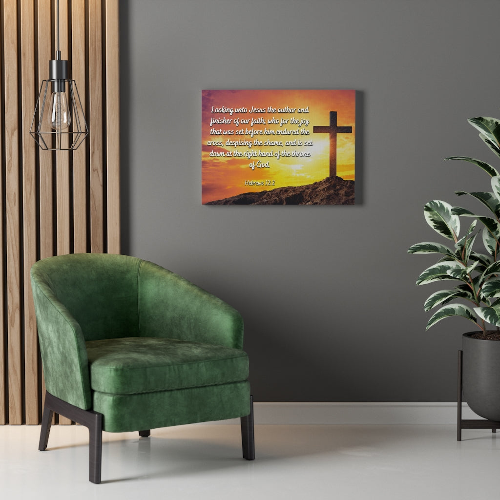 Scripture Walls Endured The Cross Hebrews 12:2 Bible Verse Canvas Christian Wall Art Ready to Hang Unframed-Express Your Love Gifts