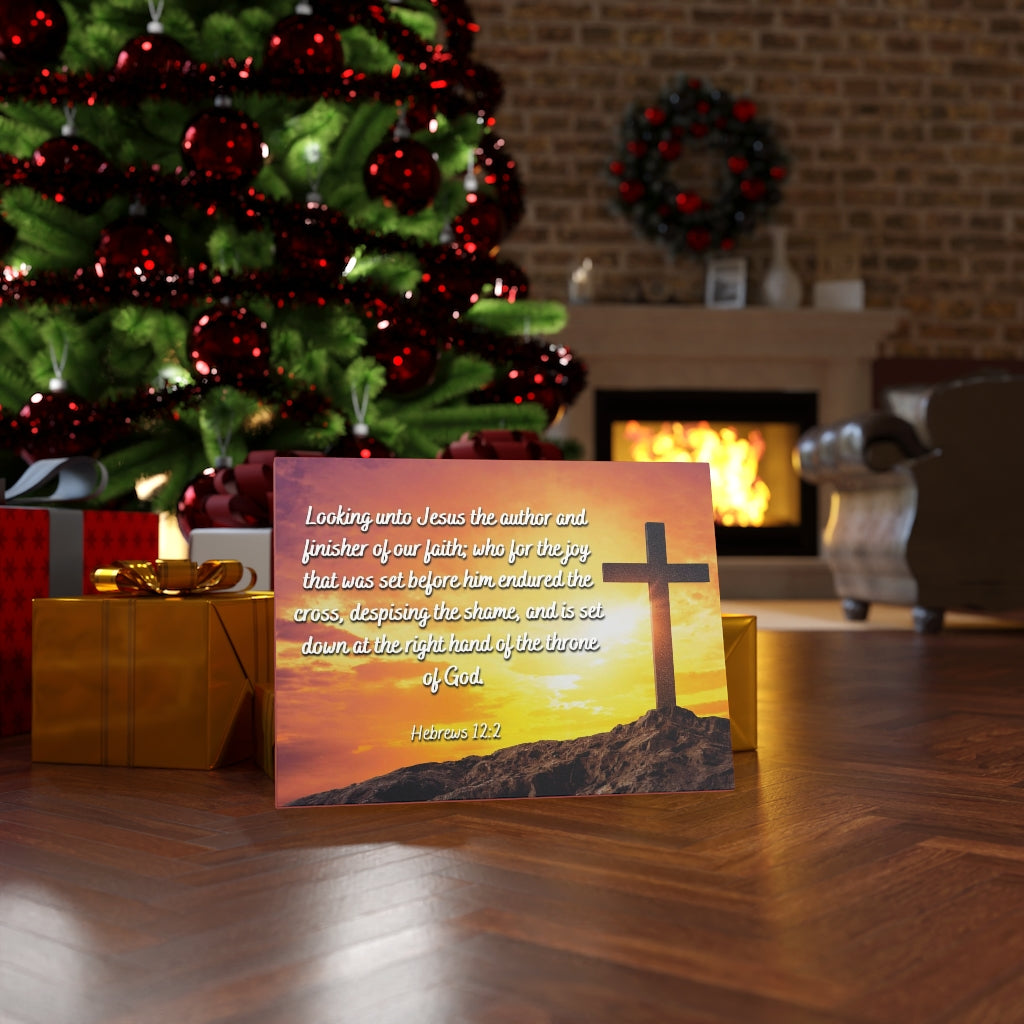 Scripture Walls Endured The Cross Hebrews 12:2 Bible Verse Canvas Christian Wall Art Ready to Hang Unframed-Express Your Love Gifts