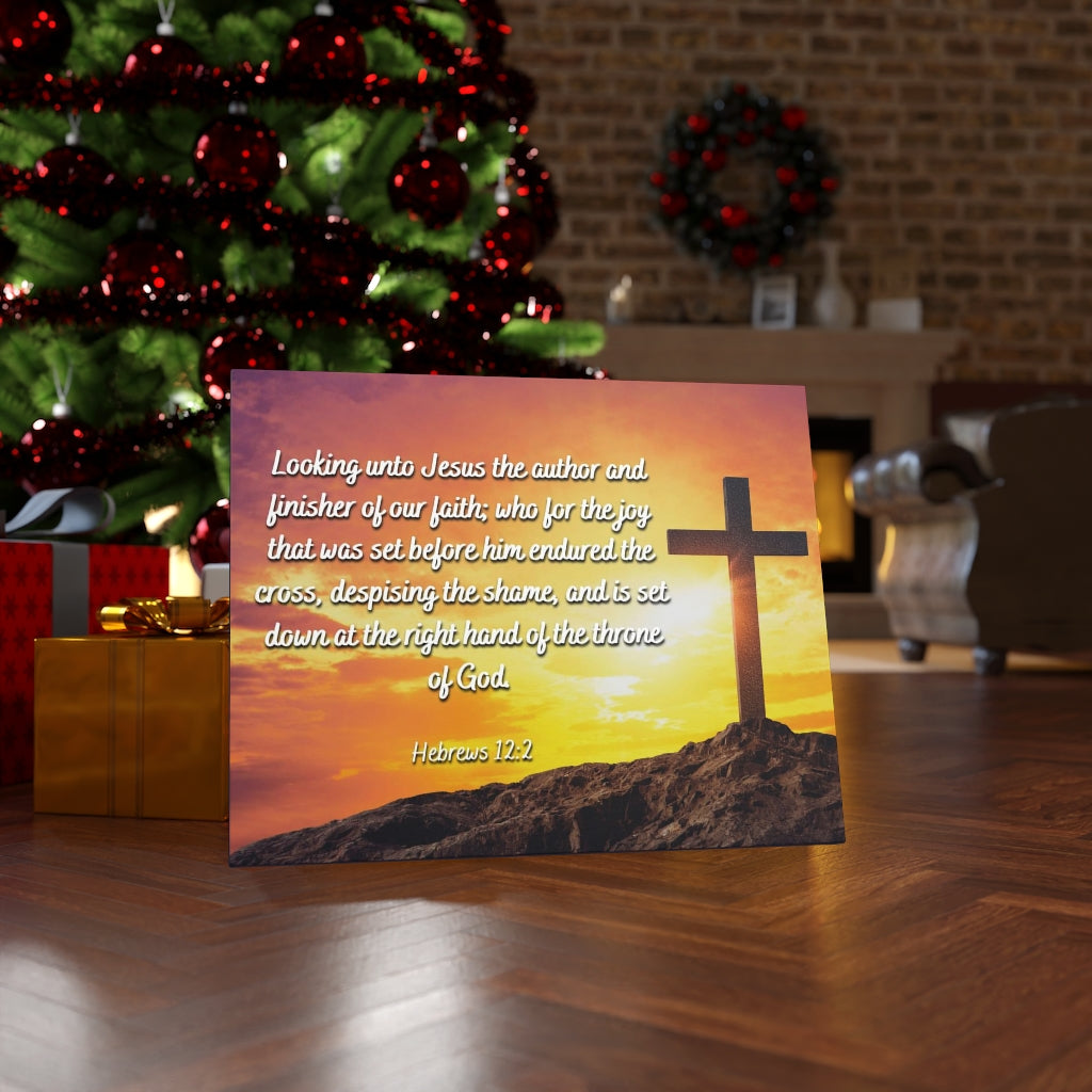 Scripture Walls Endured The Cross Hebrews 12:2 Bible Verse Canvas Christian Wall Art Ready to Hang Unframed-Express Your Love Gifts