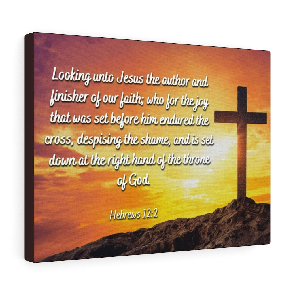 Scripture Walls Endured The Cross Hebrews 12:2 Bible Verse Canvas Christian Wall Art Ready to Hang Unframed-Express Your Love Gifts