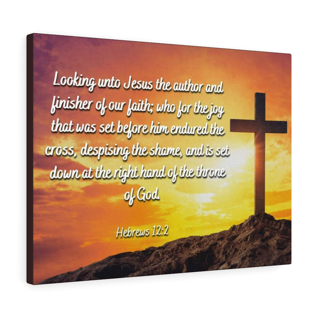 Scripture Walls Endured The Cross Hebrews 12:2 Bible Verse Canvas Christian Wall Art Ready to Hang Unframed-Express Your Love Gifts