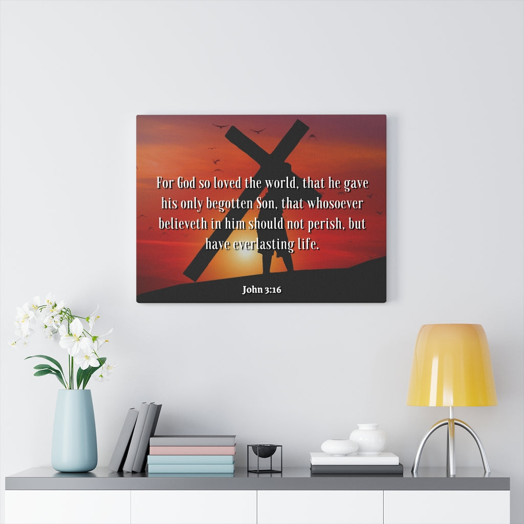 Scripture Walls Everlasting Life John 3:16 Bible Verse Canvas Christian Wall Art Ready to Hang Unframed-Express Your Love Gifts