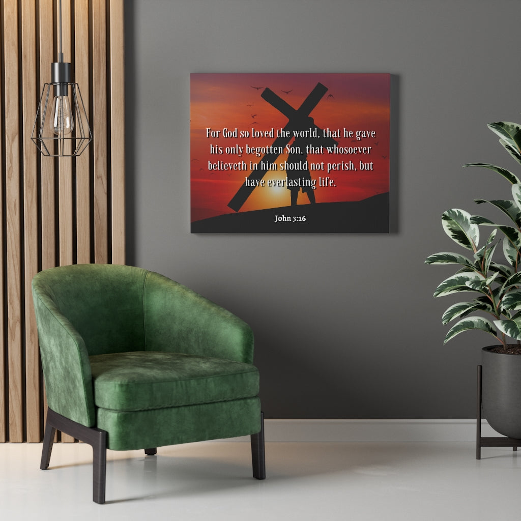 Scripture Walls Everlasting Life John 3:16 Bible Verse Canvas Christian Wall Art Ready to Hang Unframed-Express Your Love Gifts