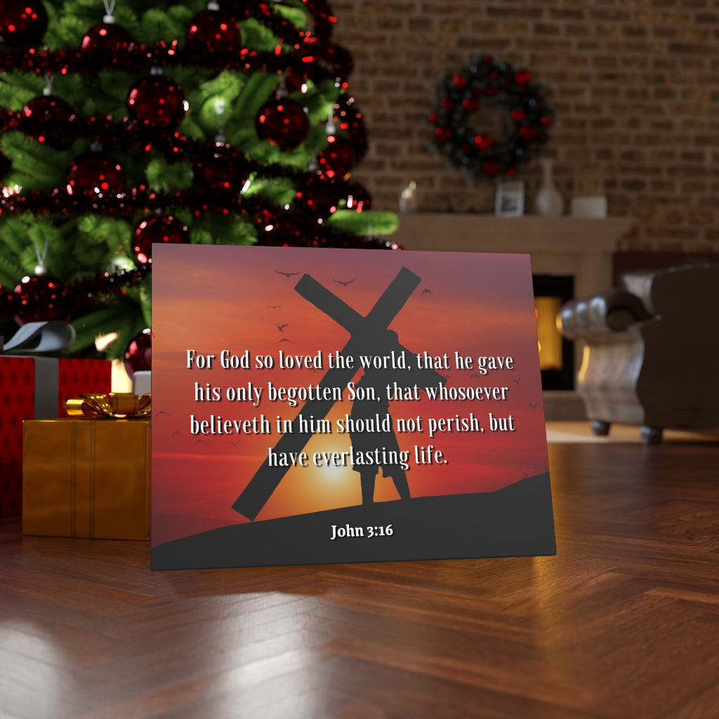Scripture Walls Everlasting Life John 3:16 Bible Verse Canvas Christian Wall Art Ready to Hang Unframed-Express Your Love Gifts