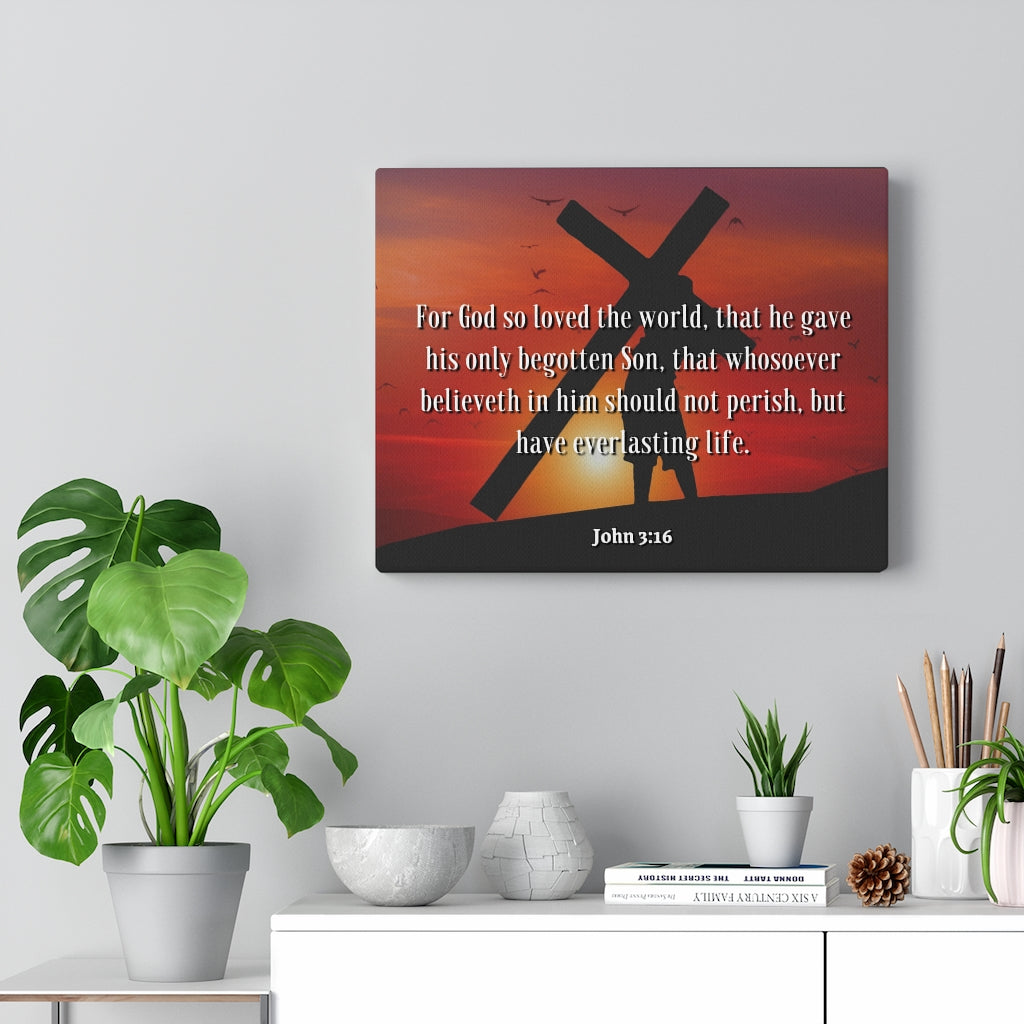 Scripture Walls Everlasting Life John 3:16 Bible Verse Canvas Christian Wall Art Ready to Hang Unframed-Express Your Love Gifts