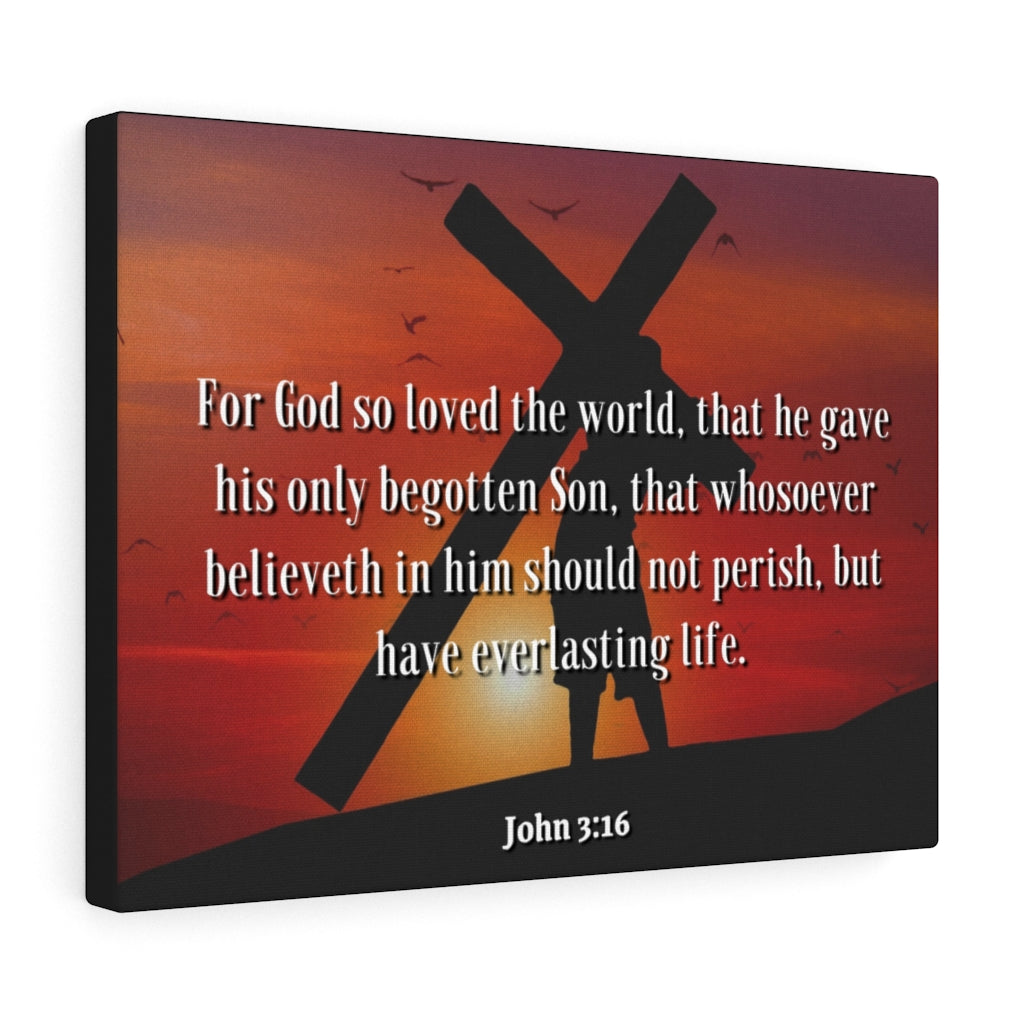 Scripture Walls Everlasting Life John 3:16 Bible Verse Canvas Christian Wall Art Ready to Hang Unframed-Express Your Love Gifts