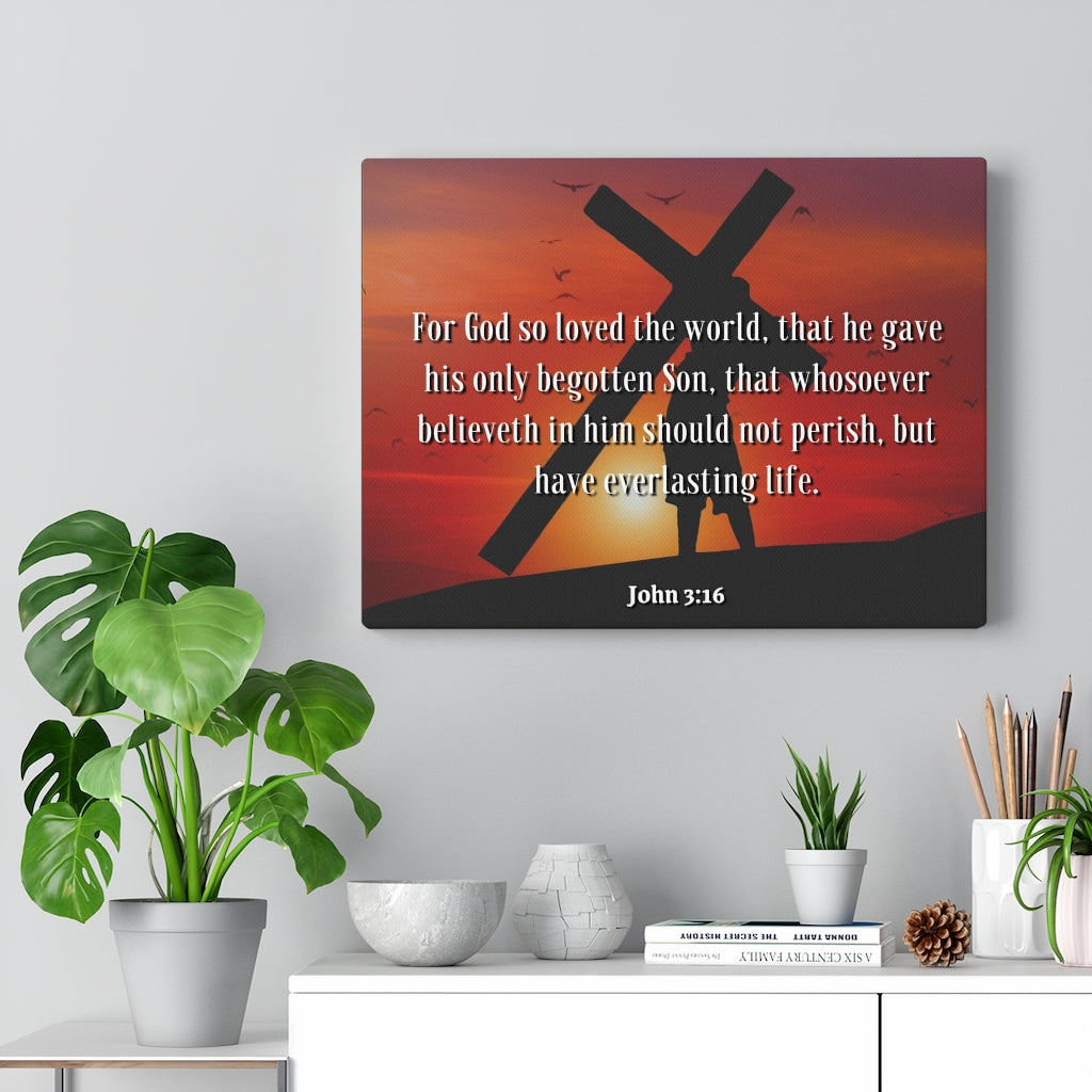 Scripture Walls Everlasting Life John 3:16 Bible Verse Canvas Christian Wall Art Ready to Hang Unframed-Express Your Love Gifts
