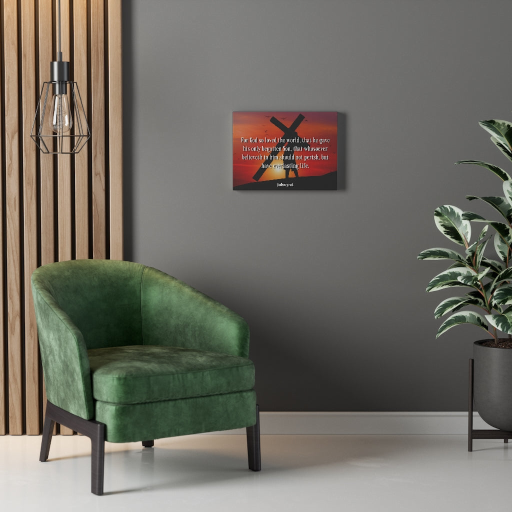 Scripture Walls Everlasting Life John 3:16 Bible Verse Canvas Christian Wall Art Ready to Hang Unframed-Express Your Love Gifts