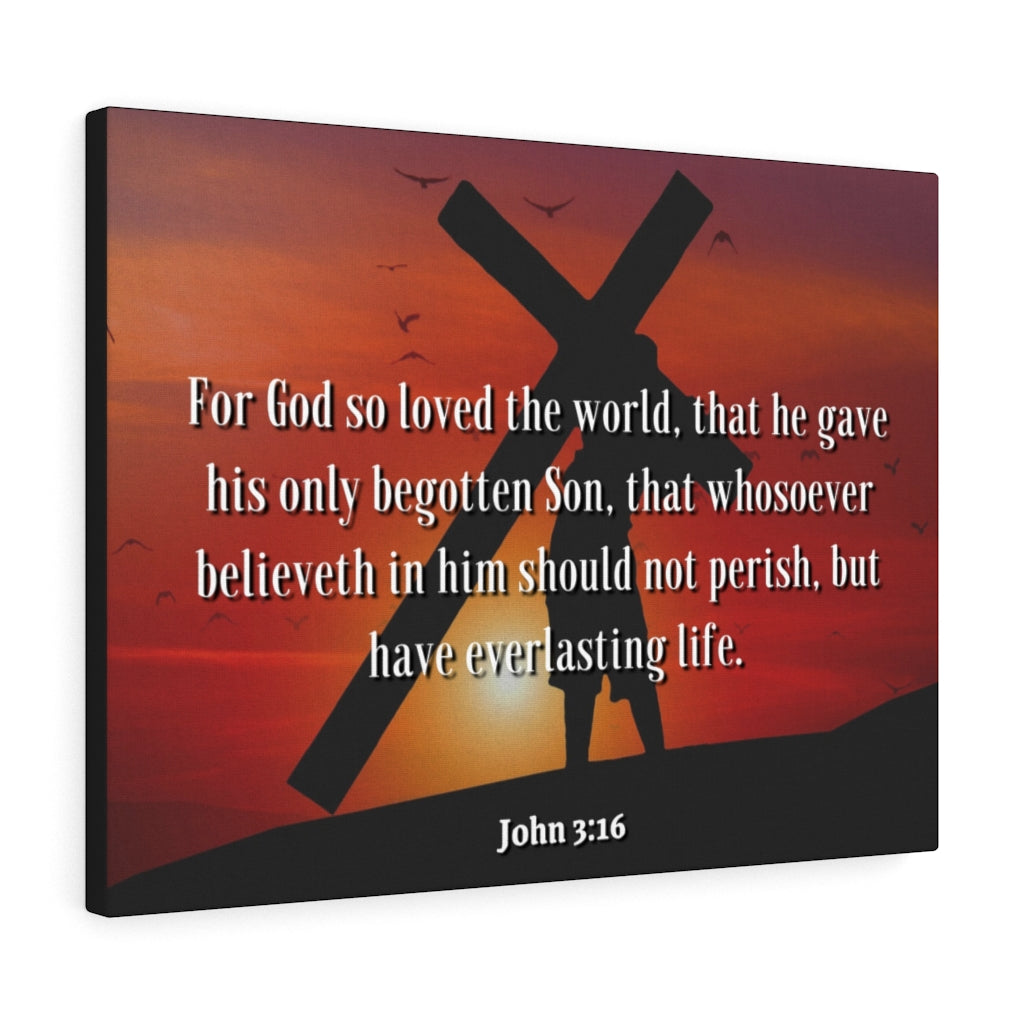 Scripture Walls Everlasting Life John 3:16 Bible Verse Canvas Christian Wall Art Ready to Hang Unframed-Express Your Love Gifts