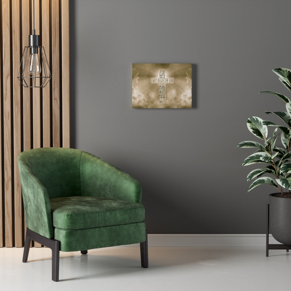 Scripture Walls Everlasting Life John 3:16 Sun Bible Verse Canvas Christian Wall Art Ready to Hang Unframed-Express Your Love Gifts