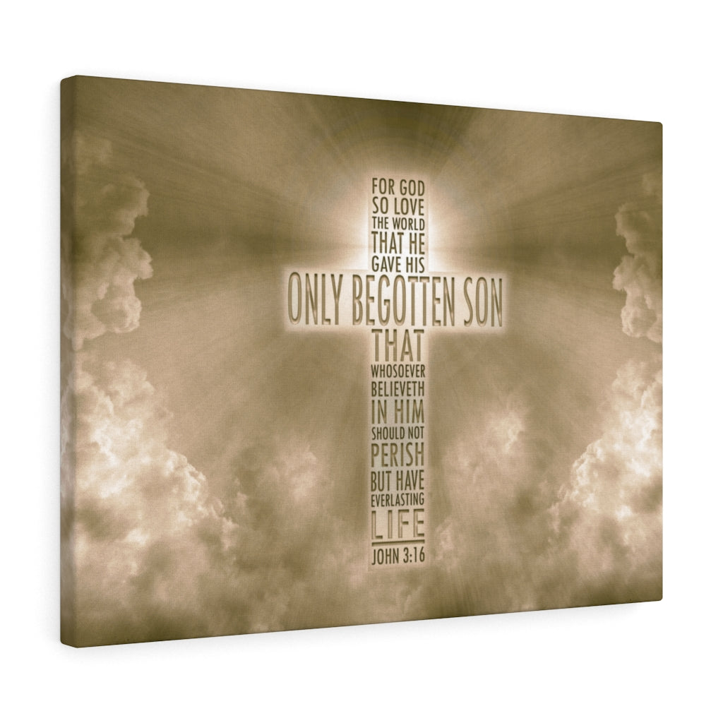 Scripture Walls Everlasting Life John 3:16 Sun Bible Verse Canvas Christian Wall Art Ready to Hang Unframed-Express Your Love Gifts