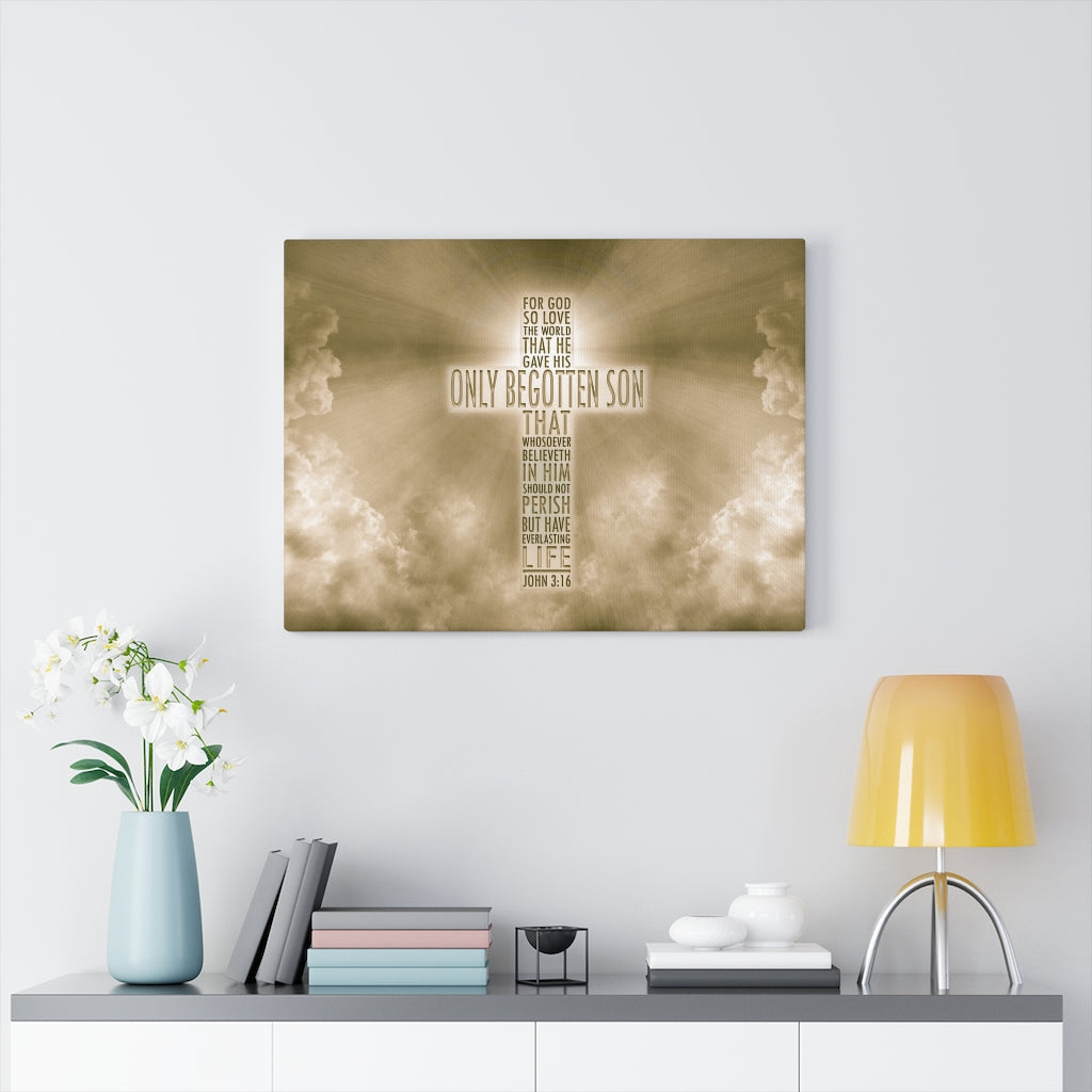 Scripture Walls Everlasting Life John 3:16 Sun Bible Verse Canvas Christian Wall Art Ready to Hang Unframed-Express Your Love Gifts