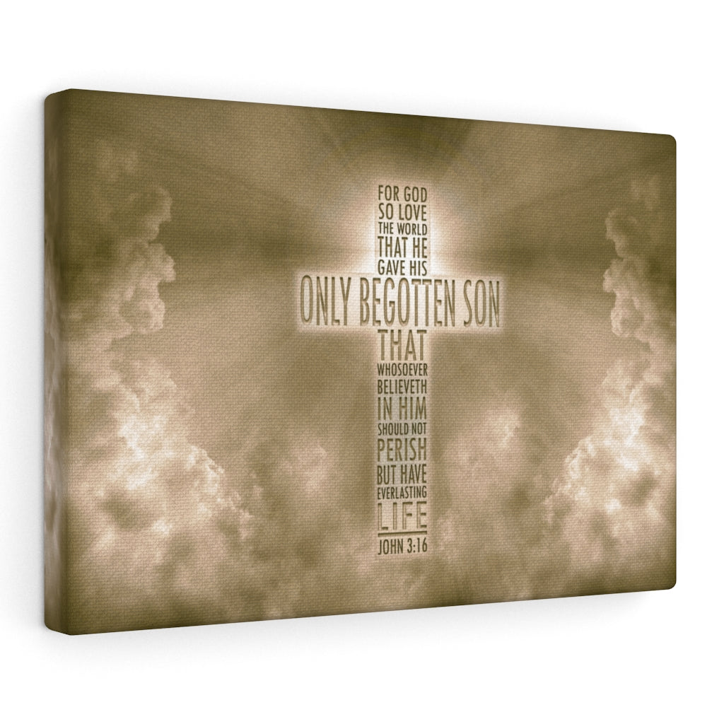 Scripture Walls Everlasting Life John 3:16 Sun Bible Verse Canvas Christian Wall Art Ready to Hang Unframed-Express Your Love Gifts