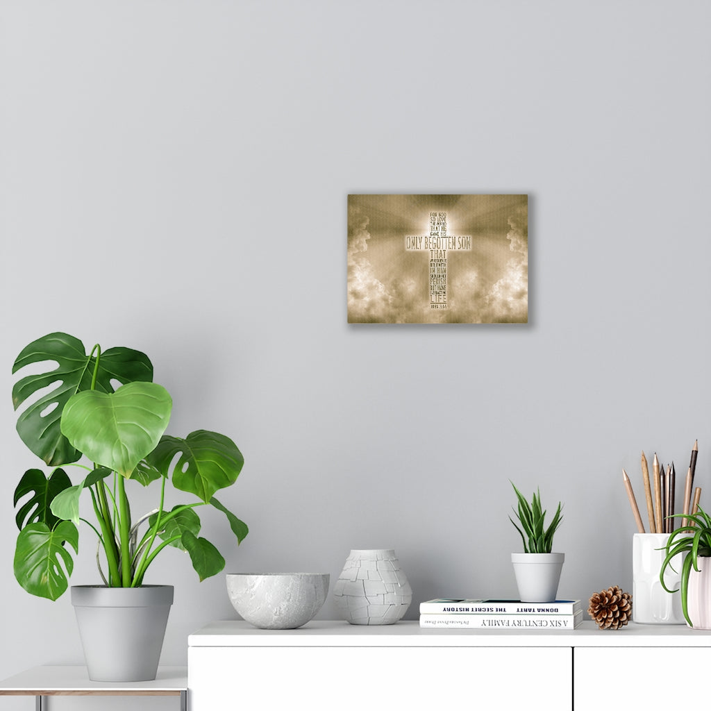 Scripture Walls Everlasting Life John 3:16 Sun Bible Verse Canvas Christian Wall Art Ready to Hang Unframed-Express Your Love Gifts