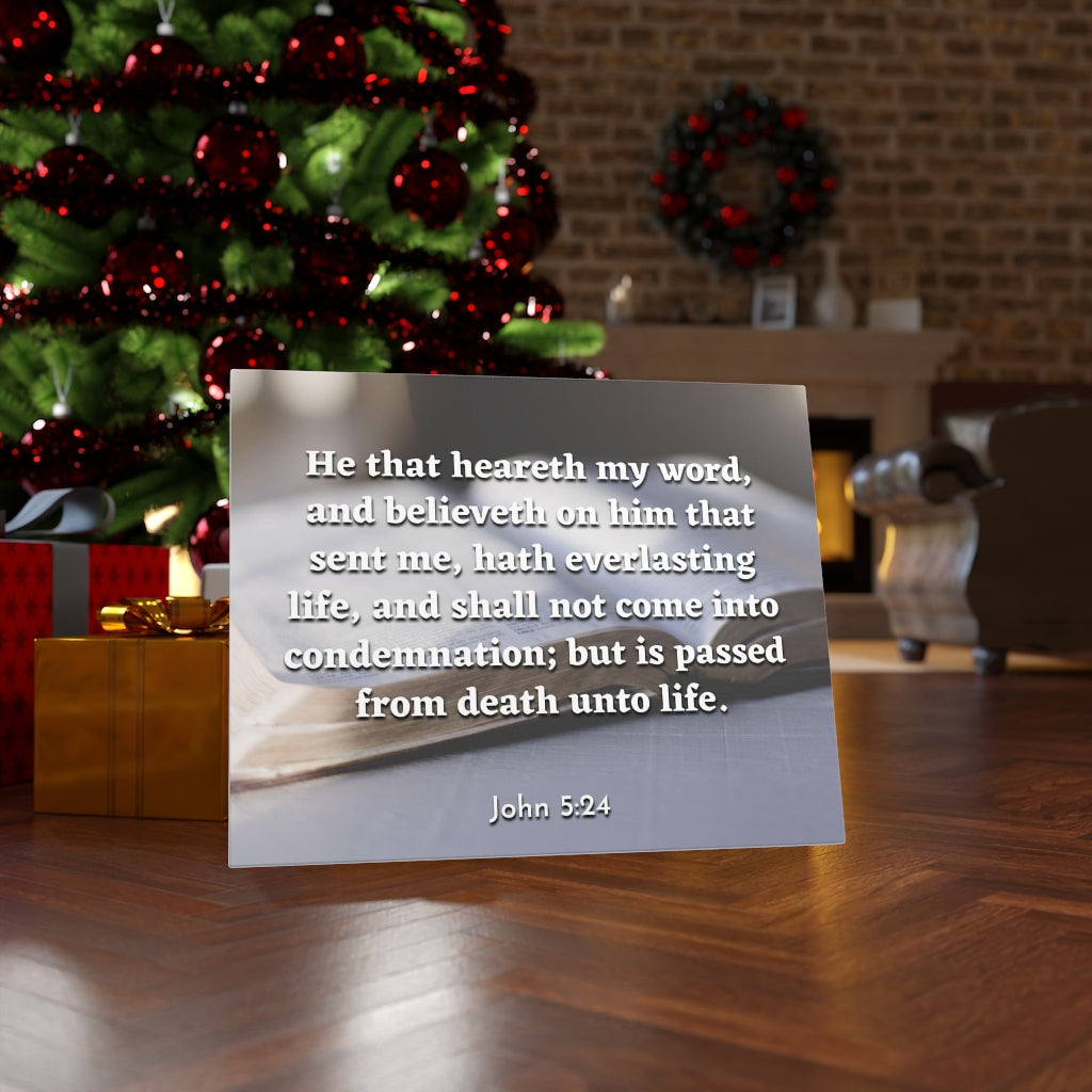Scripture Walls Everlasting Life John 5:24 Bible Verse Canvas Christian Wall Art Ready to Hang Unframed-Express Your Love Gifts
