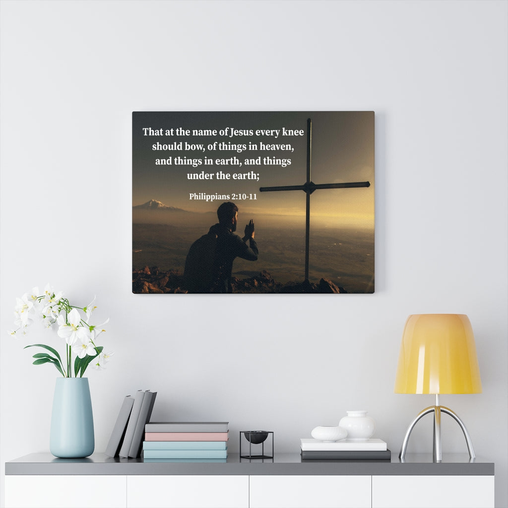 Scripture Walls Every Knee Shall Bow Philippians 2:10-11 Bible Verse Canvas Christian Wall Art Ready to Hang Unframed-Express Your Love Gifts