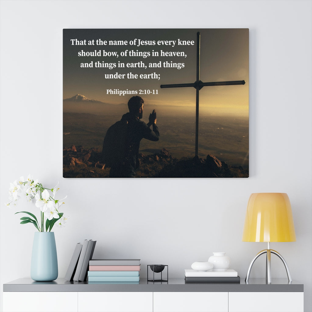 Scripture Walls Every Knee Shall Bow Philippians 2:10-11 Bible Verse Canvas Christian Wall Art Ready to Hang Unframed-Express Your Love Gifts