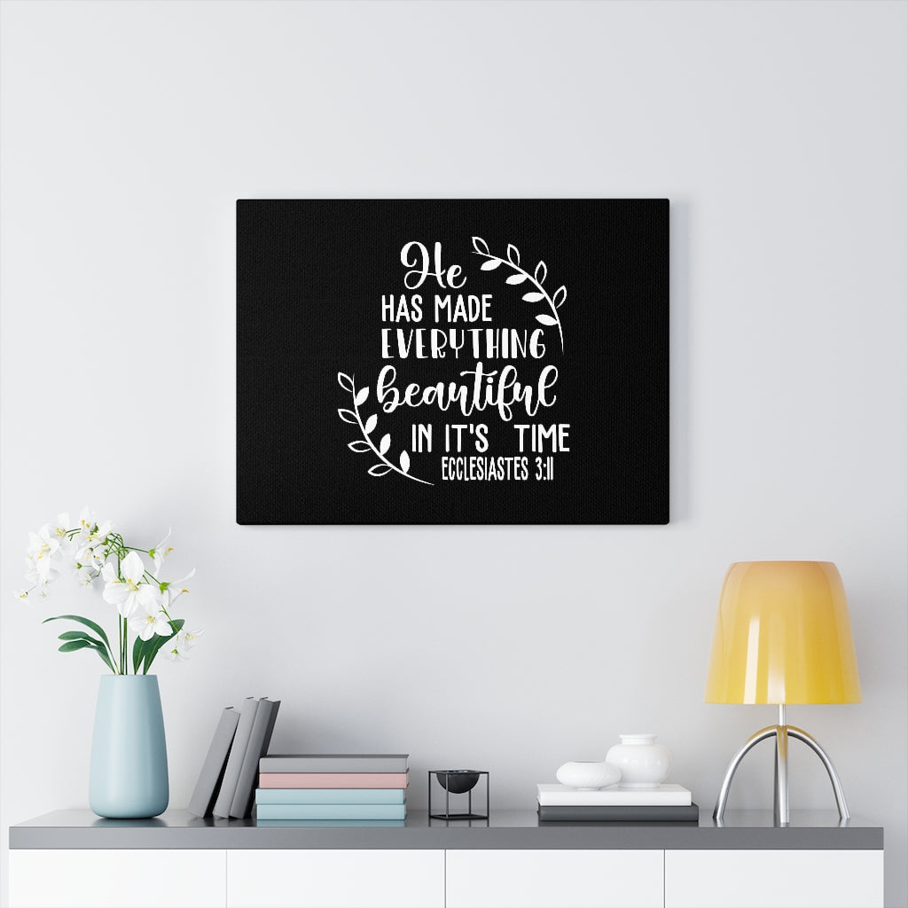 Scripture Walls Everything Beautiful Ecclesiastes 3:11 Black Christian Wall Art Bible Verse Print Ready To Hang Unframed-Express Your Love Gifts