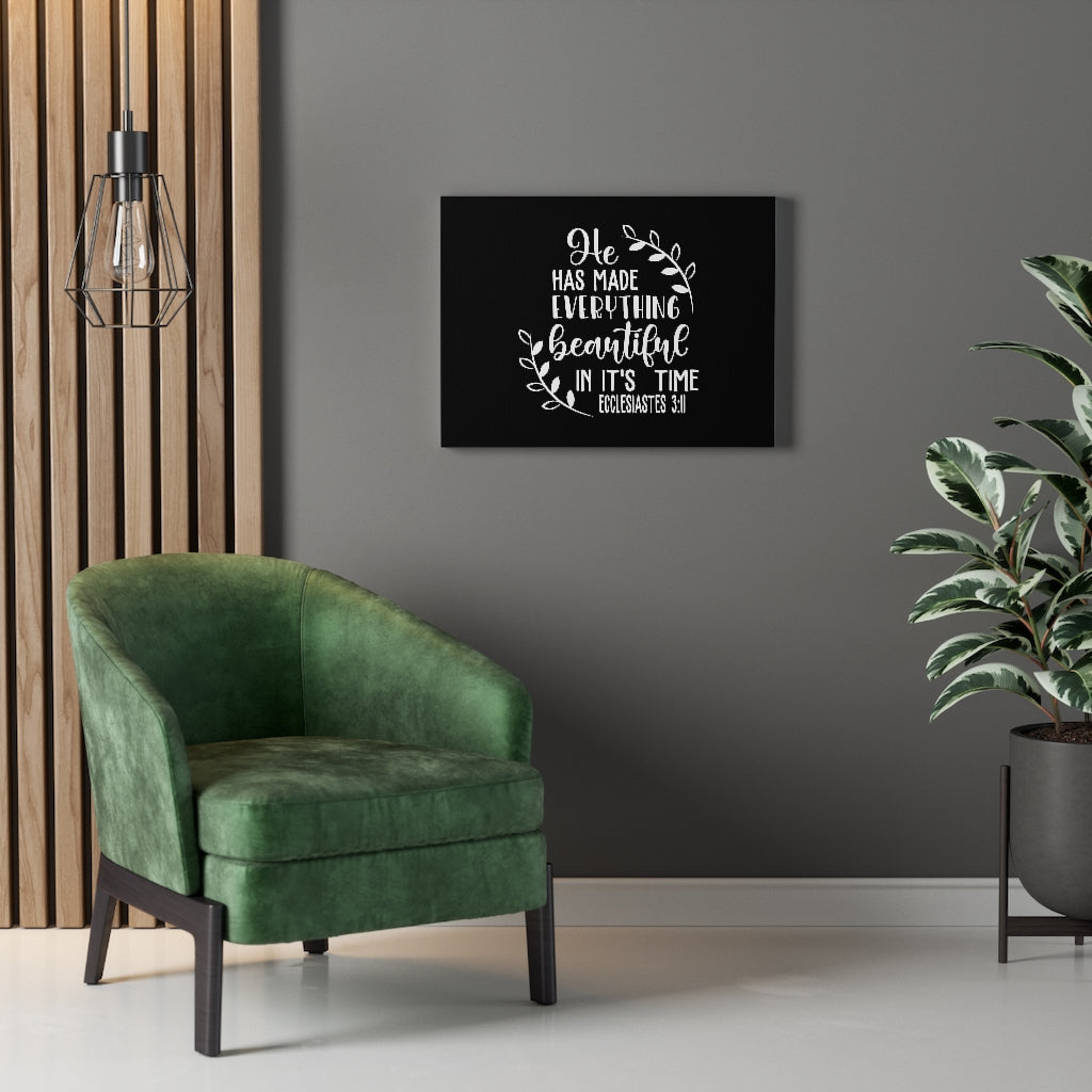 Scripture Walls Everything Beautiful Ecclesiastes 3:11 Black Christian Wall Art Bible Verse Print Ready To Hang Unframed-Express Your Love Gifts