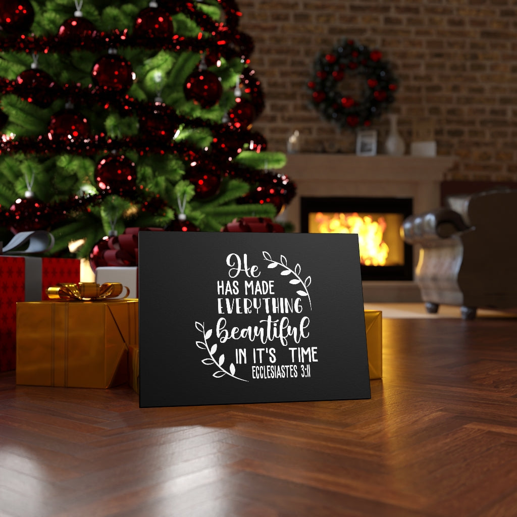 Scripture Walls Everything Beautiful Ecclesiastes 3:11 Black Christian Wall Art Bible Verse Print Ready To Hang Unframed-Express Your Love Gifts