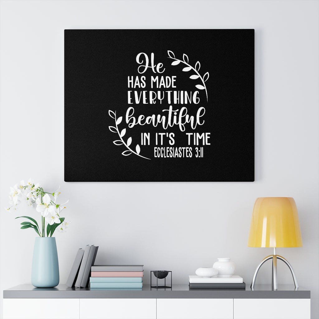 Scripture Walls Everything Beautiful Ecclesiastes 3:11 Black Christian Wall Art Bible Verse Print Ready To Hang Unframed-Express Your Love Gifts