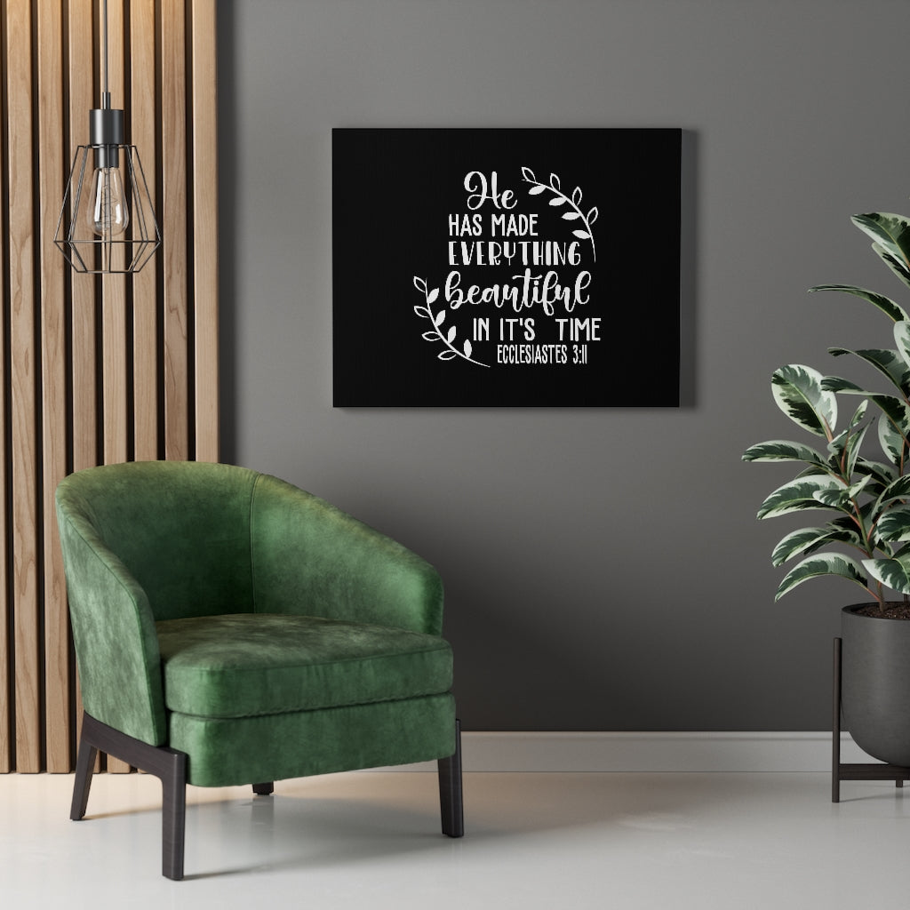 Scripture Walls Everything Beautiful Ecclesiastes 3:11 Black Christian Wall Art Bible Verse Print Ready To Hang Unframed-Express Your Love Gifts