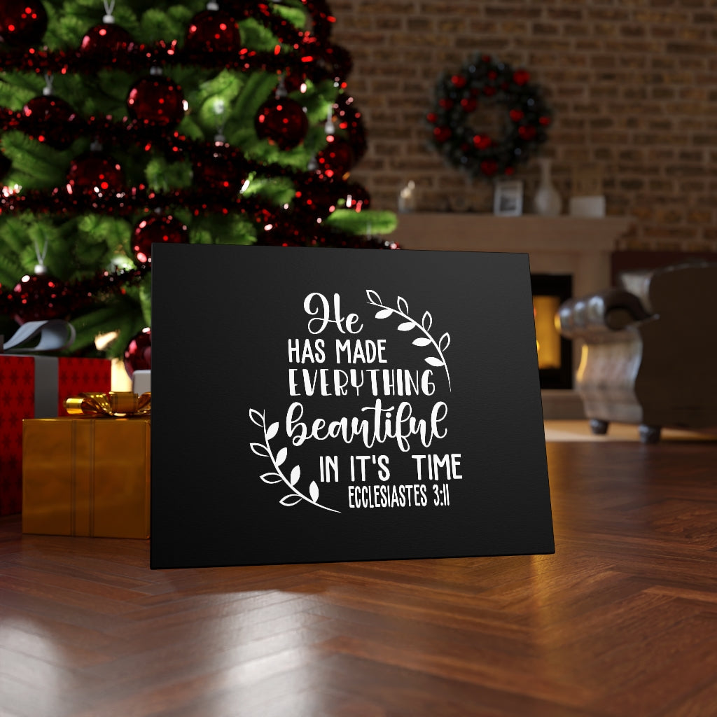 Scripture Walls Everything Beautiful Ecclesiastes 3:11 Black Christian Wall Art Bible Verse Print Ready To Hang Unframed-Express Your Love Gifts