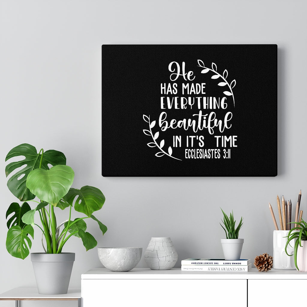 Scripture Walls Everything Beautiful Ecclesiastes 3:11 Black Christian Wall Art Bible Verse Print Ready To Hang Unframed-Express Your Love Gifts
