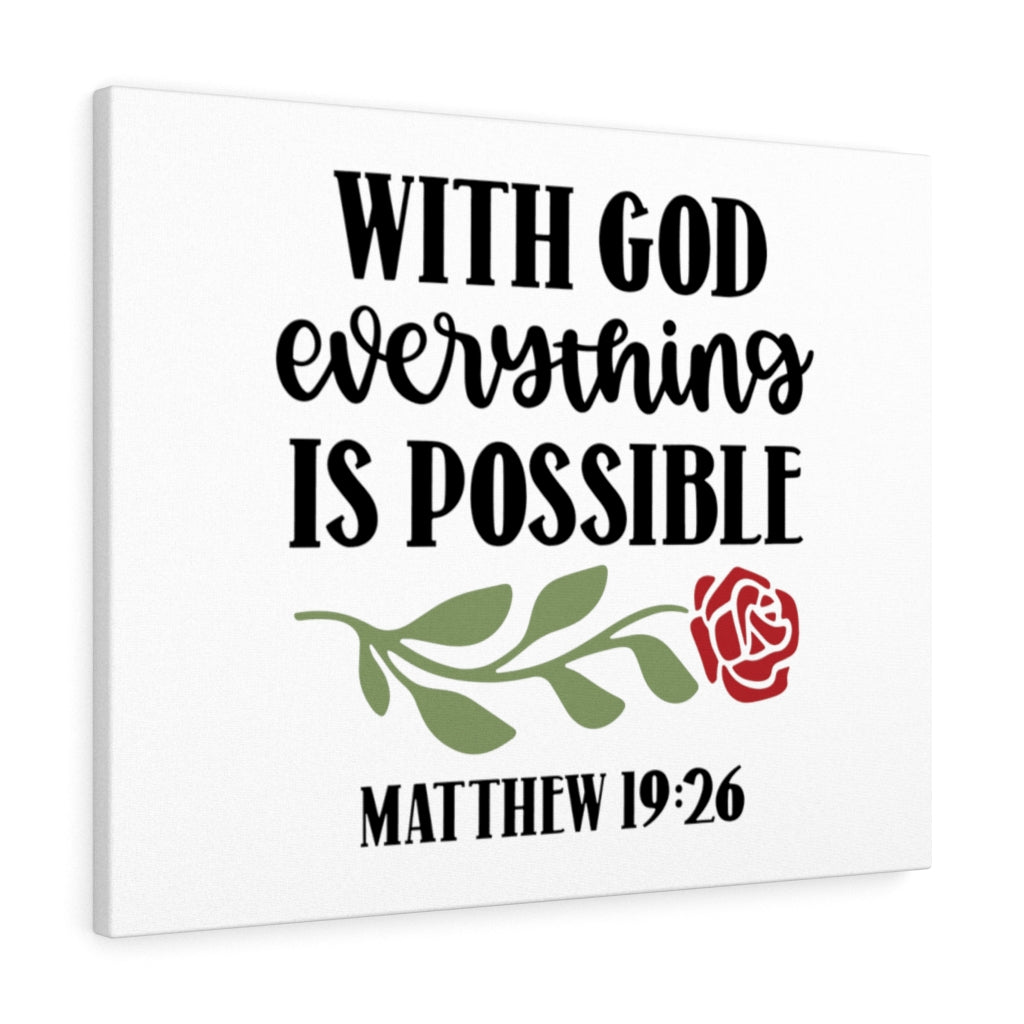 Scripture Walls Everything Is Possible Matthew 19:26 Bible Verse Canvas Christian Wall Art Ready to Hang Unframed-Express Your Love Gifts