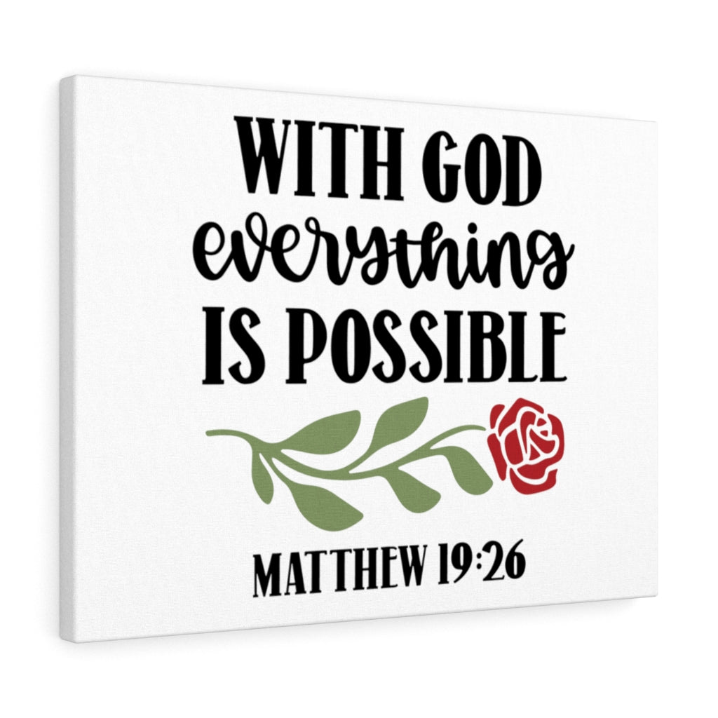 Scripture Walls Everything Is Possible Matthew 19:26 Bible Verse Canvas Christian Wall Art Ready to Hang Unframed-Express Your Love Gifts