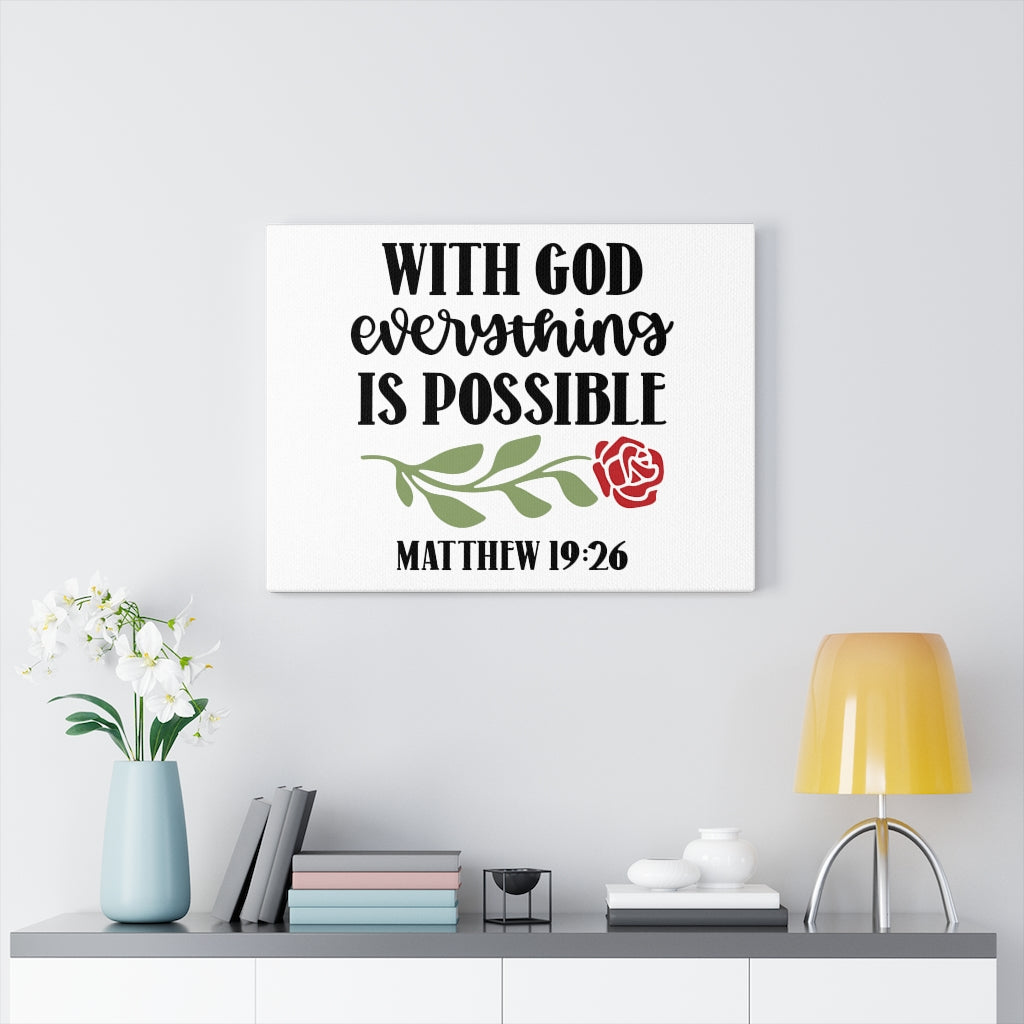 Scripture Walls Everything Is Possible Matthew 19:26 Bible Verse Canvas Christian Wall Art Ready to Hang Unframed-Express Your Love Gifts