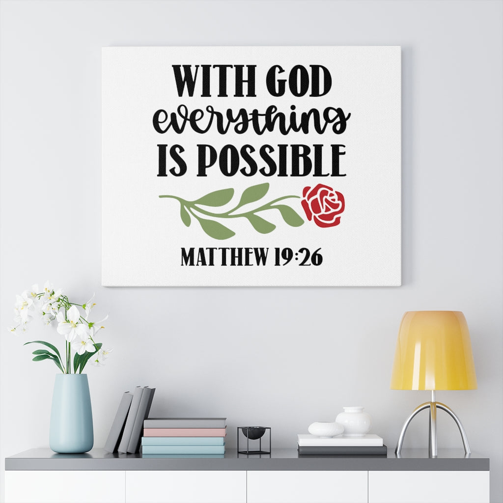 Scripture Walls Everything Is Possible Matthew 19:26 Bible Verse Canvas Christian Wall Art Ready to Hang Unframed-Express Your Love Gifts