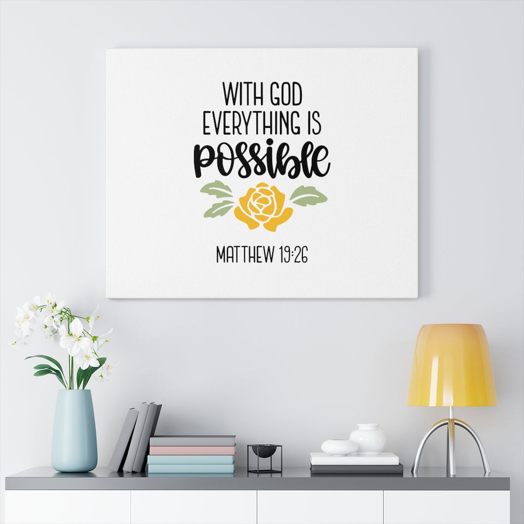 Scripture Walls Everything Is Possible Matthew 19:26 Bible Verse Canvas Christian Wall Art Ready to Hang Unframed-Express Your Love Gifts