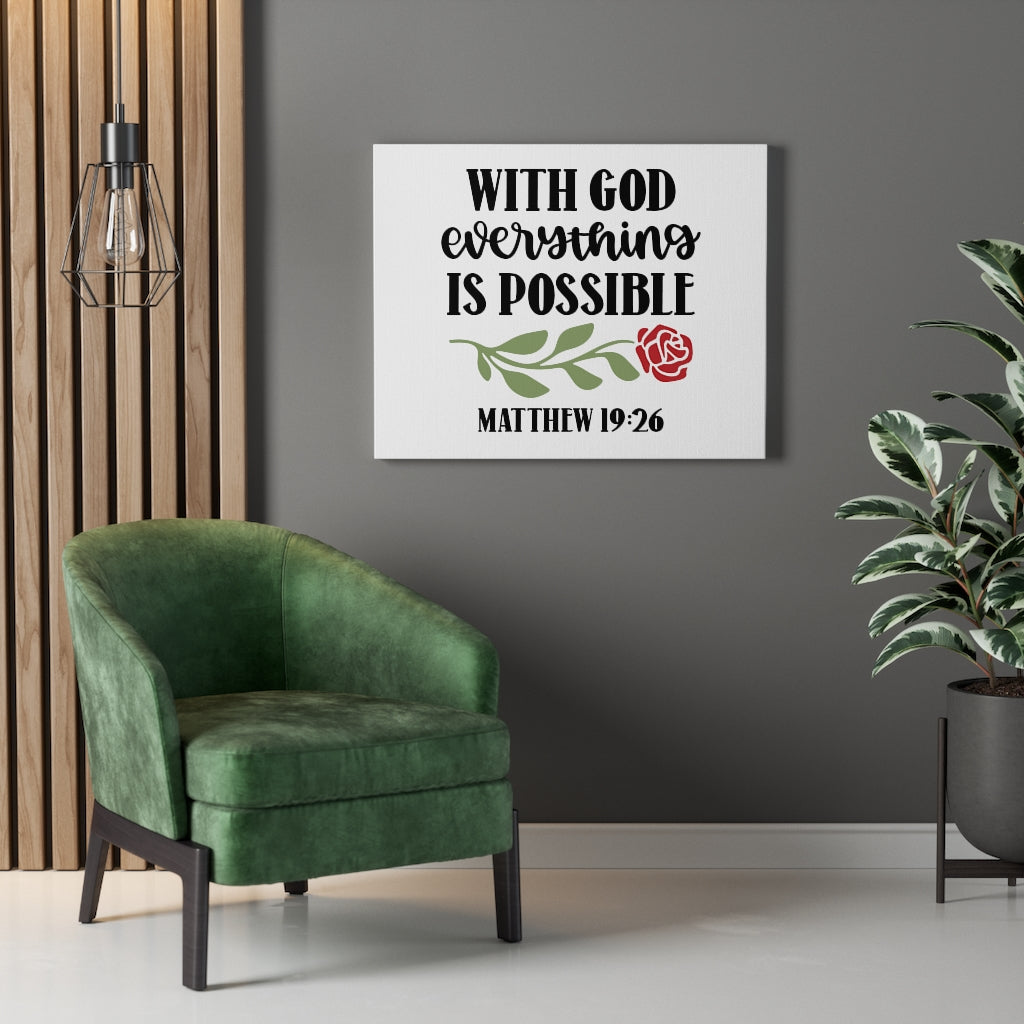 Scripture Walls Everything Is Possible Matthew 19:26 Bible Verse Canvas Christian Wall Art Ready to Hang Unframed-Express Your Love Gifts