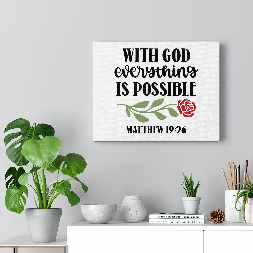 Scripture Walls Everything Is Possible Matthew 19:26 Bible Verse Canvas Christian Wall Art Ready to Hang Unframed-Express Your Love Gifts