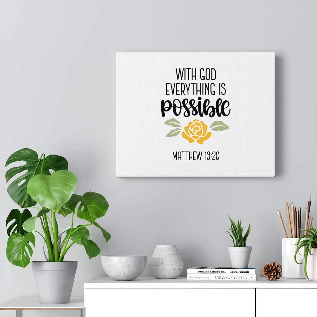 Scripture Walls Everything Is Possible Matthew 19:26 Bible Verse Canvas Christian Wall Art Ready to Hang Unframed-Express Your Love Gifts