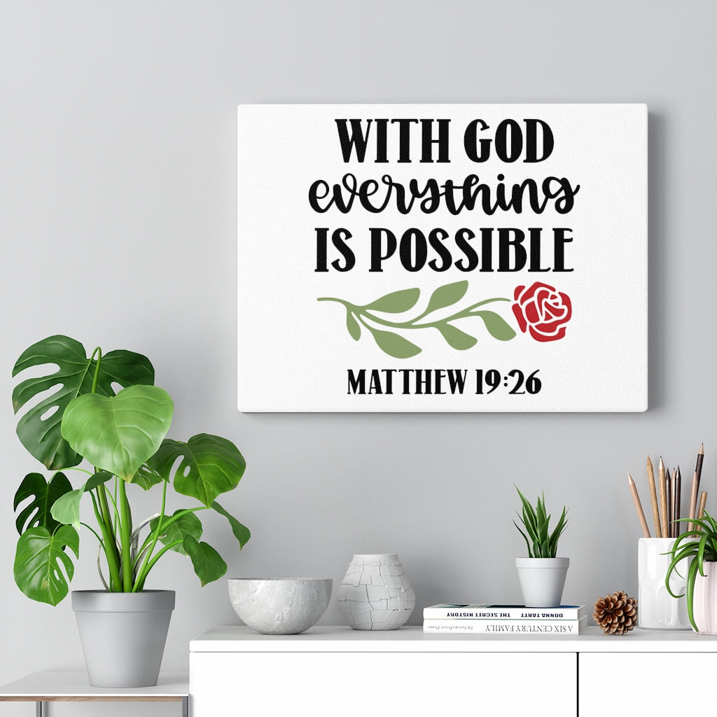 Scripture Walls Everything Is Possible Matthew 19:26 Bible Verse Canvas Christian Wall Art Ready to Hang Unframed-Express Your Love Gifts