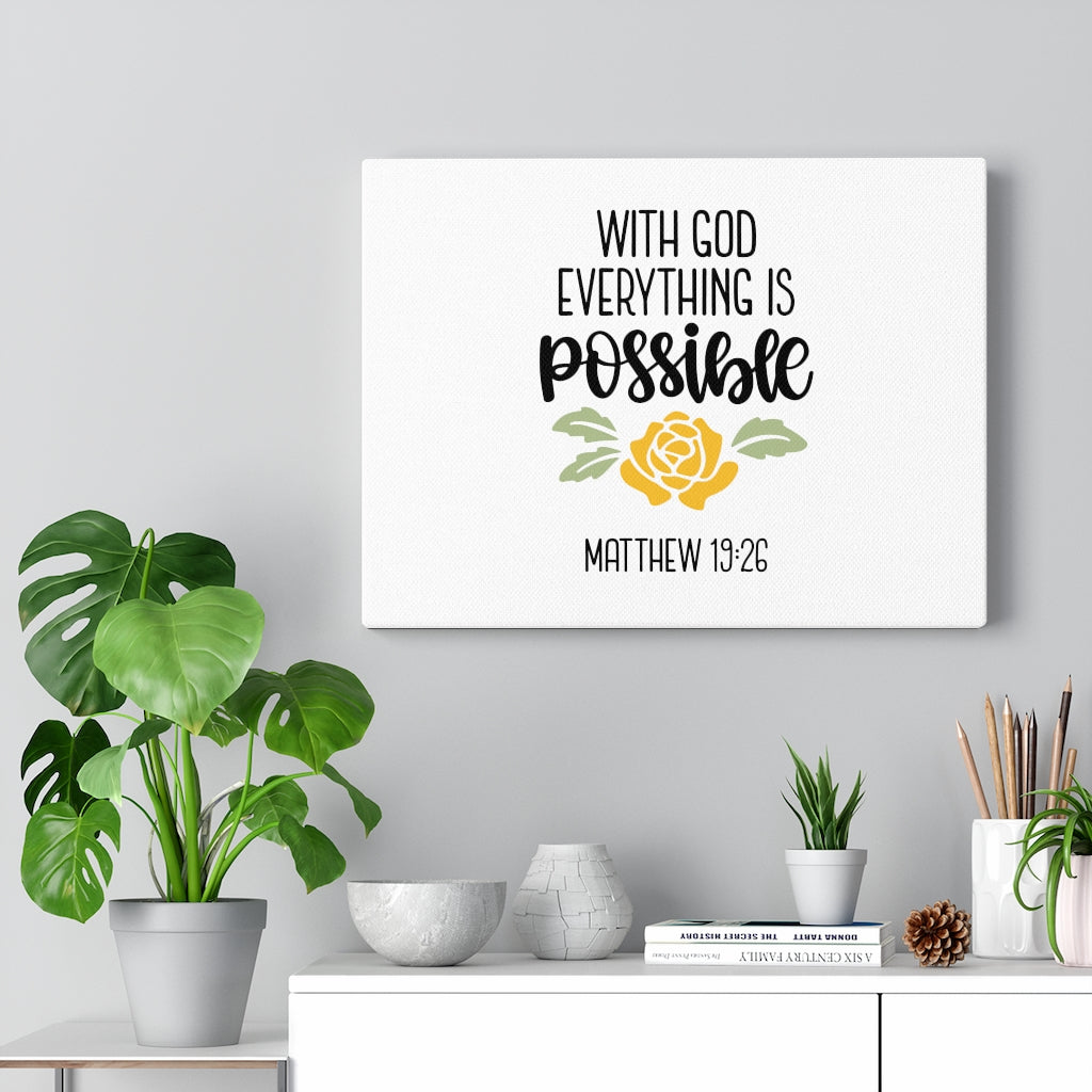 Scripture Walls Everything Is Possible Matthew 19:26 Bible Verse Canvas Christian Wall Art Ready to Hang Unframed-Express Your Love Gifts