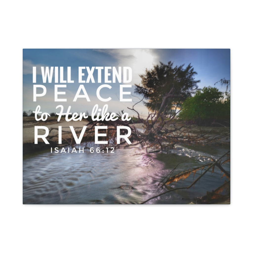 Scripture Walls Extend Peace Isaiah 66:12 Bible Verse Canvas Christian Wall Art Ready to Hang Unframed-Express Your Love Gifts