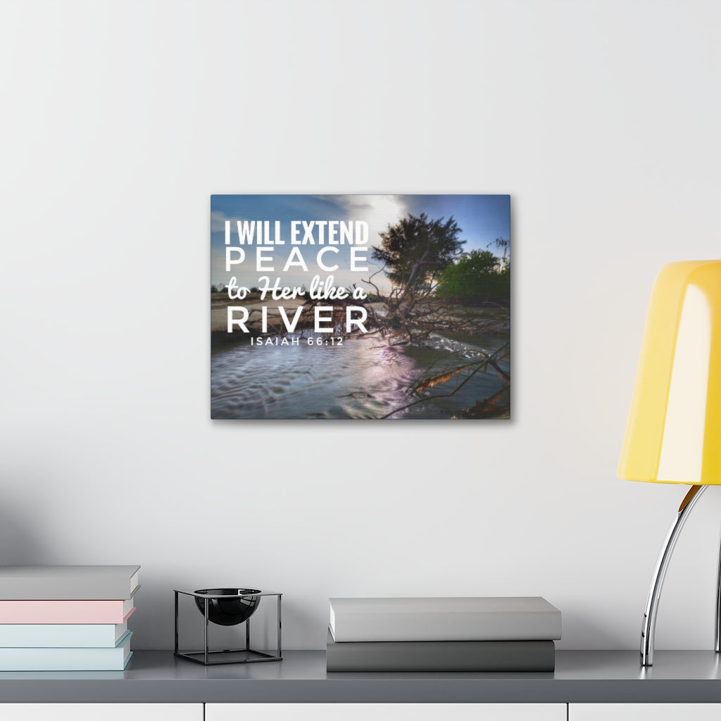 Scripture Walls Extend Peace Isaiah 66:12 Bible Verse Canvas Christian Wall Art Ready to Hang Unframed-Express Your Love Gifts