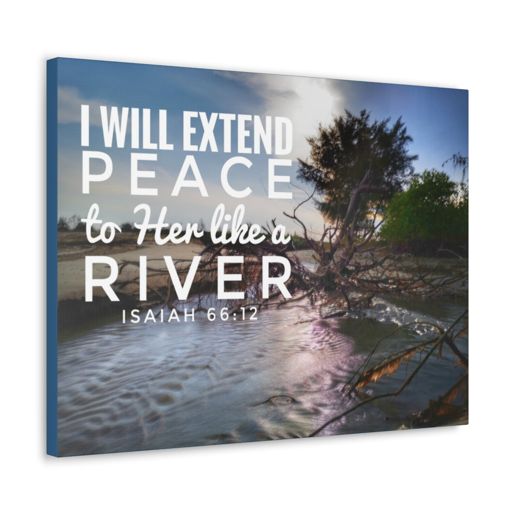 Scripture Walls Extend Peace Isaiah 66:12 Bible Verse Canvas Christian Wall Art Ready to Hang Unframed-Express Your Love Gifts