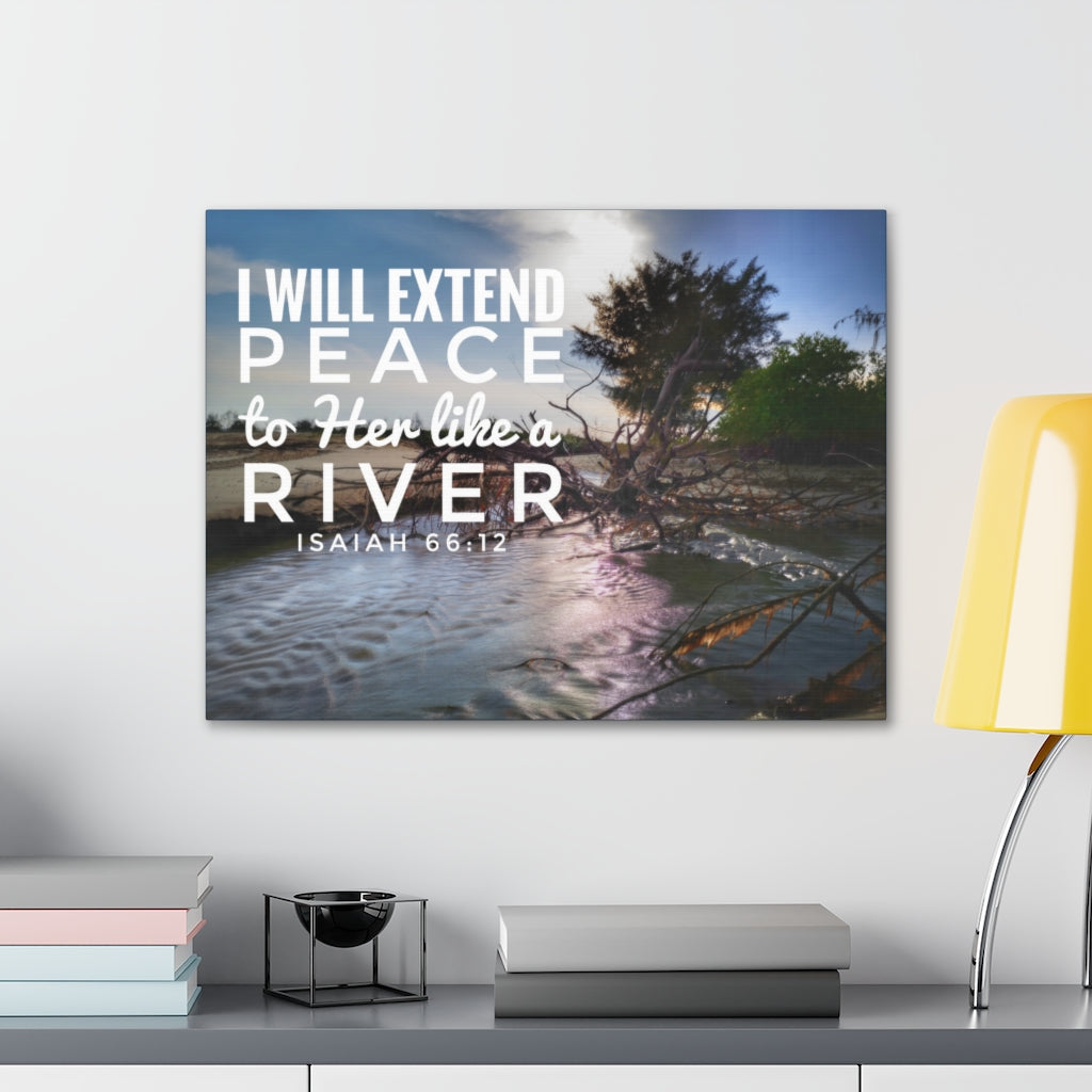 Scripture Walls Extend Peace Isaiah 66:12 Bible Verse Canvas Christian Wall Art Ready to Hang Unframed-Express Your Love Gifts