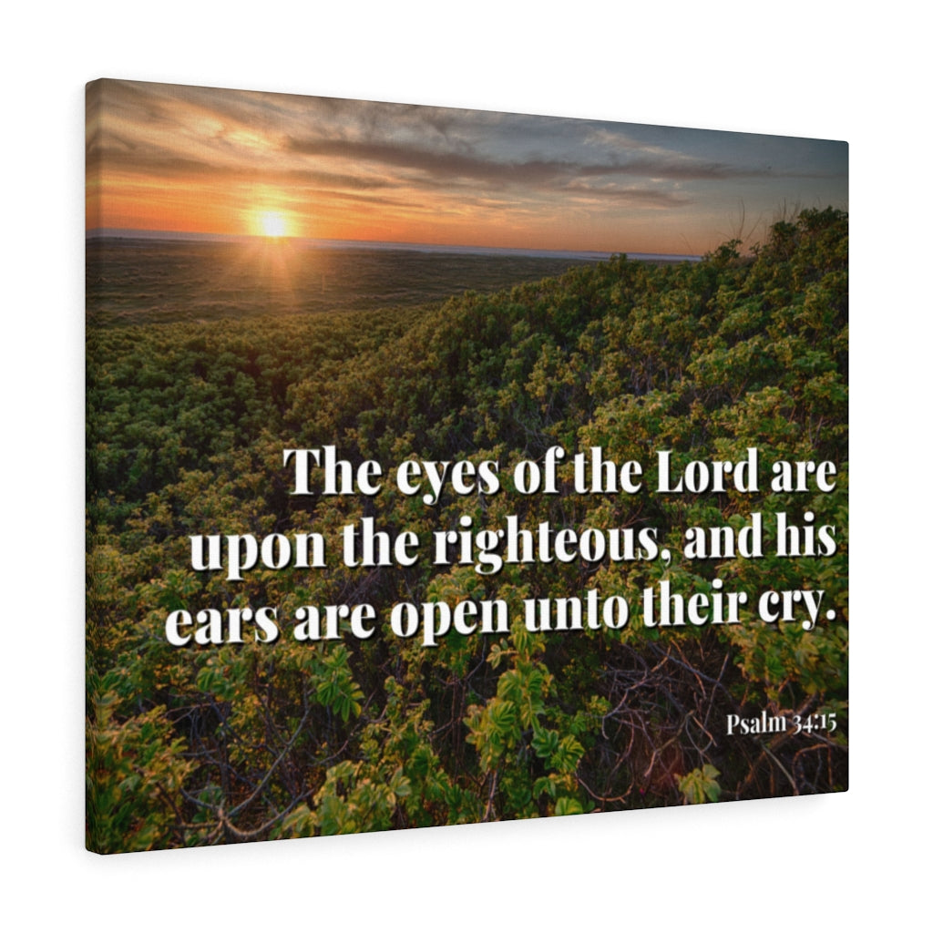 Scripture Walls Eyes &amp; Ears Of God Psalm 34:15 Bible Verse Canvas Christian Wall Art Ready to Hang Unframed-Express Your Love Gifts