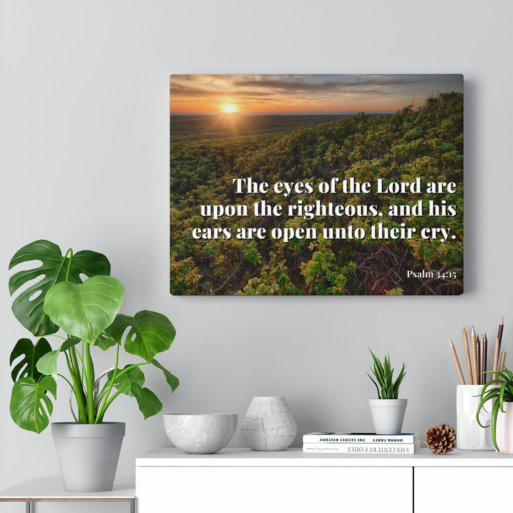 Scripture Walls Eyes & Ears Of God Psalm 34:15 Bible Verse Canvas Christian Wall Art Ready to Hang Unframed-Express Your Love Gifts